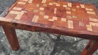 preview picture of video 'Unique Reclaimed Tsunami Wood Mosaic Coffee Table Handmade In Constitucion Chile'
