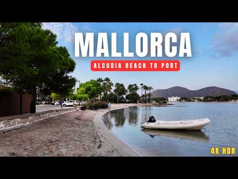 🇪🇸 Mallorca Morning Walk 4K | Alcudia Beach to Port | Peaceful Stroll