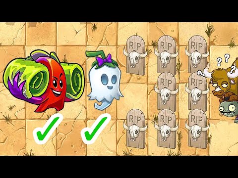 PVZ 2 Bull Zombie Grave? No It's Wild West Gravestone- All Plants Power up Vs 8 Wild West Gravestone