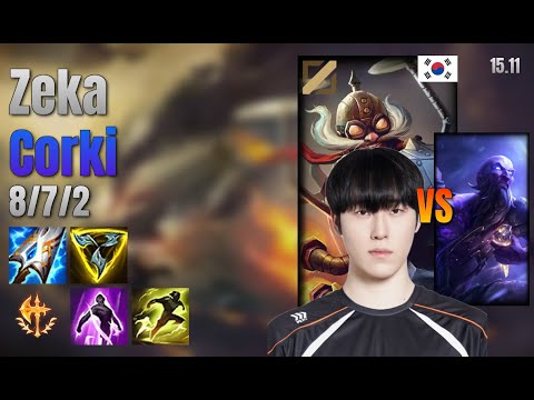 Zeka Mid Corki vs Ryze lol KR solo rank Full Game 15.11 | 제카 코르키 vs 라이즈
