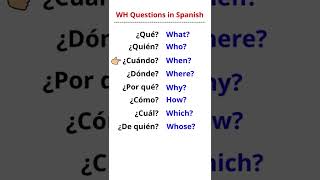WH Question Words in Spanish🇪🇸#shorts#learnspanish