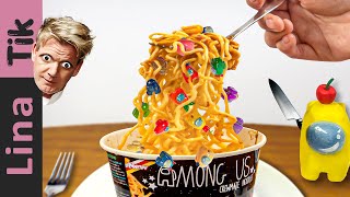 Eating AMONG US NOODLES with Gordon Ramsay in Real Life | ASMR Food Mukbang No Talking