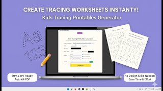 Kids Tracing Printables Generator (A4 PDF) | Create Alphabet Worksheets to Sell on Etsy & Amazon