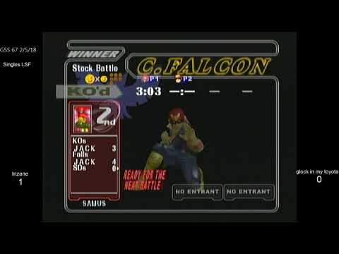 GSS 67 SSBM - Inzane (Samus) vs. glock in my toyota (C. Falcon) - Melee LSF