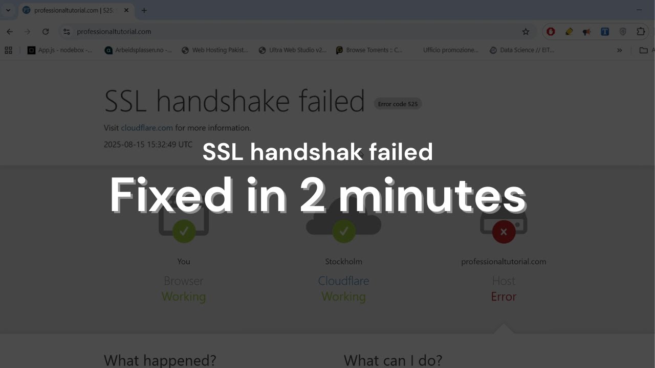 SSL Handshake Failed Cloudflare Error 525 - Fixed Under 2 Minutes