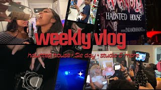 Weekly vlog |  laughs in the shop , Haunted house , Sie day & we made a song in the studio 😱