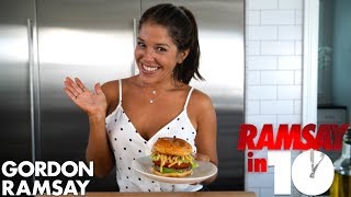 Gordon Ramsay Challenges Mia Castro To Make The Perfect Tailgate Turkey Burger | Ramsay in 10
