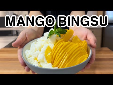 Mango Bingsu! Korean Shaved Ice, Perfect Summer Dessert! No Machine Needed!