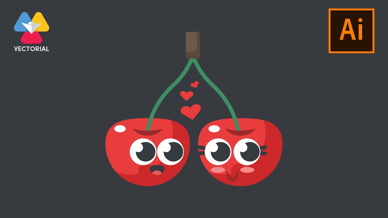 Cherries character tutorial in Adobe Illustrator
