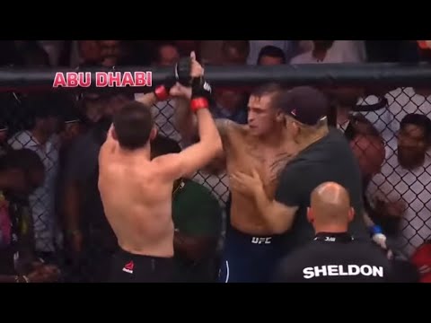 khabib’s father hugs dustin porier after his loss to khabib (respect)