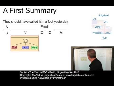 SYN120 - The Verb in PDE, Part I