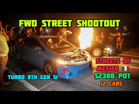 12 CAR FWD SHOOTOUT | STREET RACING | TURBO CIVIC SI, K20 DEL SOL, TURBO B-SERIES CRX & MORE