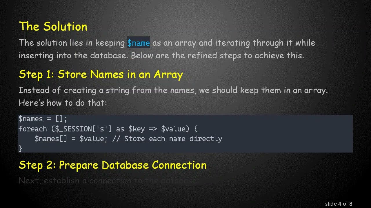 How to Insert Array as Key =  Value with String Value into SQL using PHP
