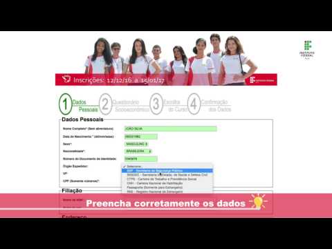 Passo a passo para inscrição no Processo Seletivo 2017/1