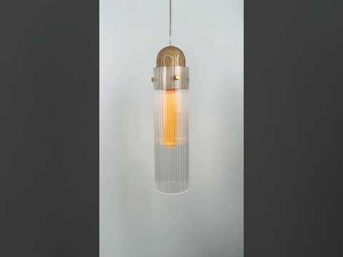 Підвісний світильник Ripple з плафоном із рифленої акрилової труби (округла дерев'яна вставка)