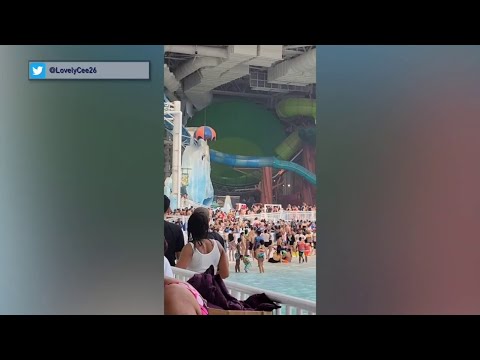 NJ American Dream Mall Decorative Helicopter Falls Into Swimming Pool