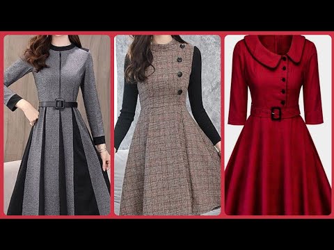 most stylish formal wear women's plated skater dresses...