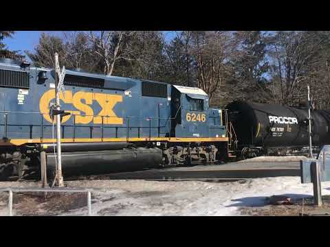 CSXT B724 Passes Fayville Park in Southborough, MA on a Sunny Day in February