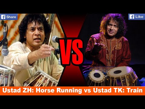 Ustad Zakir Hussain Horse Running Sound on Tabla vs Ustad Tari Khan Train Sound On Tabla
