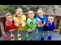 Learn English Colors! Rainbow Paint Oval Eyes with Sign Post Kids!