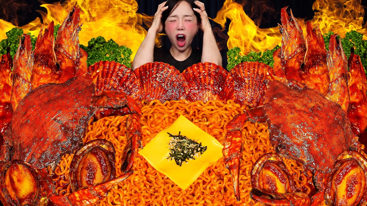 얼얼한 마라 꽃게 해물찜🔥불닭볶음면 조합 !!  Spicy Crab Seafood Buldak Mukbang ASMR Ssoyoung
