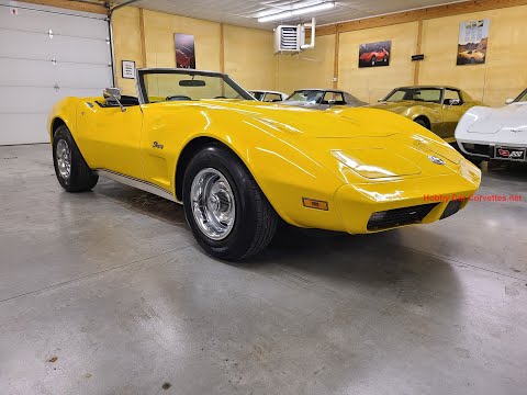 1974 Bright Yellow Corvette Convertible Manual Transmission For Sale Video