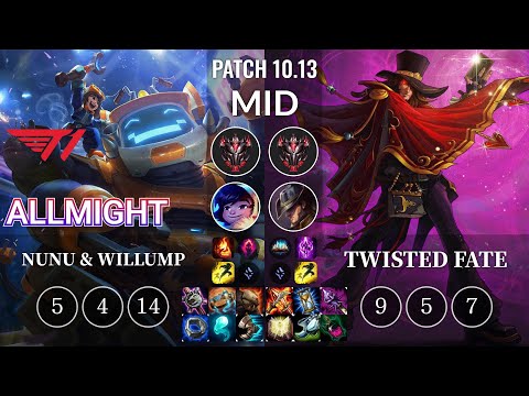 T1 Allmight Nunu & Willump vs Twisted Fate Mid - KR Patch 10.13