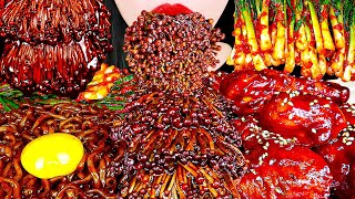 Download lagu ASMR MUKBANG) TRUFFLE BLACK BEAN NOODLES, ENOKI MUSHROOMS SPICY CHICKEN KIMCHI COOKING&EATING SOUNDS mp3