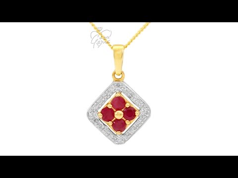 9ct Gold 0.40ct Ruby & Diamond Necklace  16" - Hatton Jewellers London