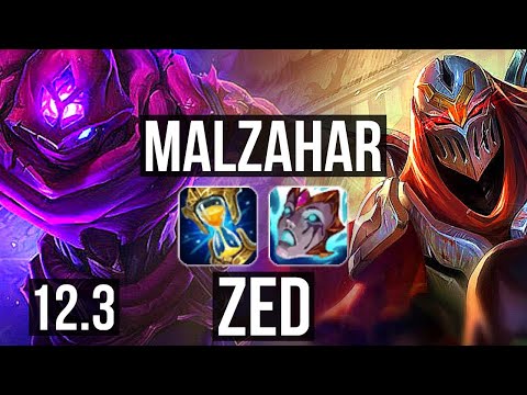 MALZAHAR vs ZED (MID) | Rank 4 Malz, 3/0/4, 700+ games, 1.2M mastery | BR Grandmaster | 12.3