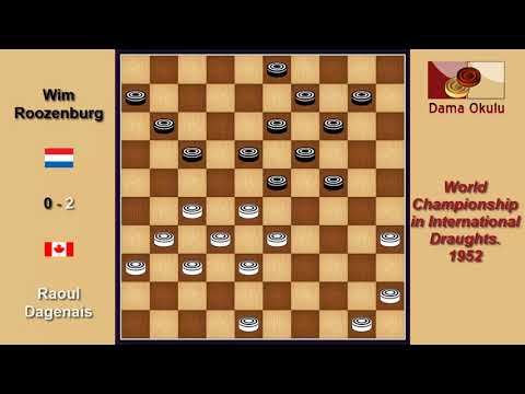 Raoul Dagenais (CAN) - Wim Roozenburg (NLD). Draughts World Championship. 1952.