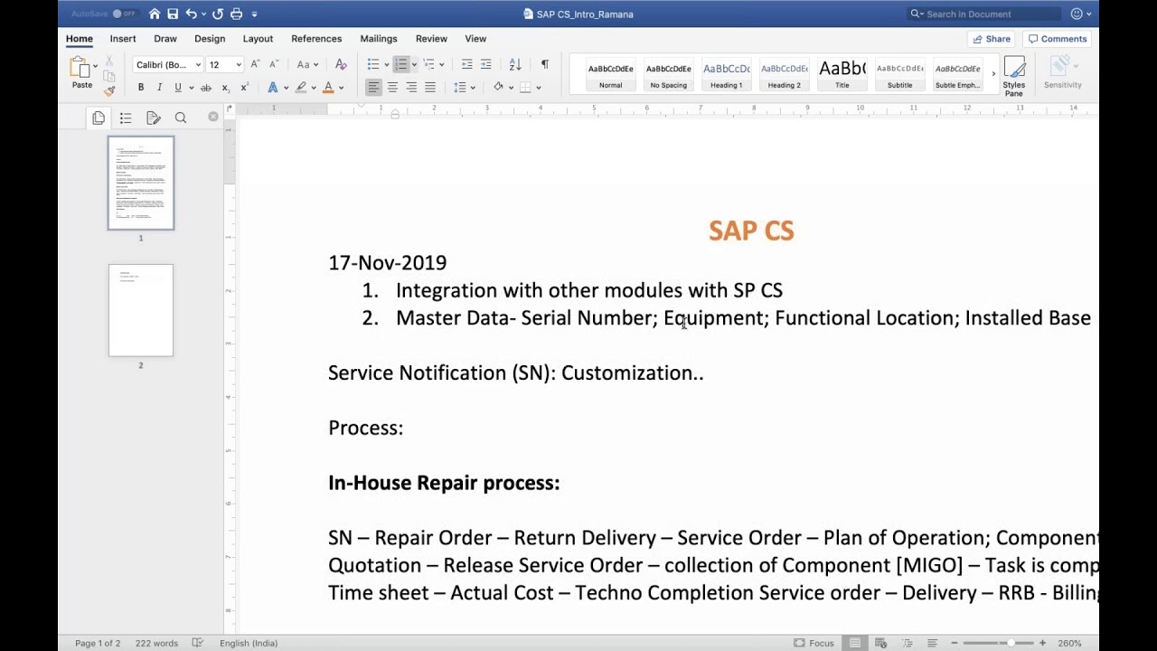 SAP CS Training