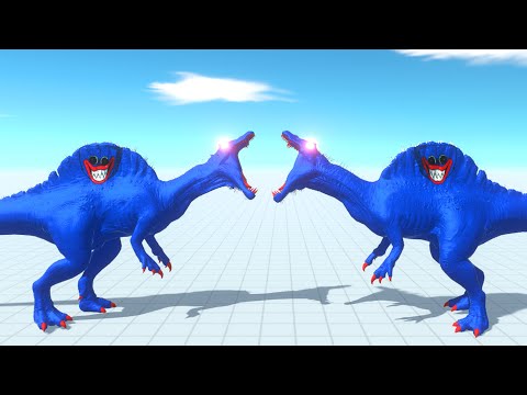 4X SPINOSAURUS HUGGY Vs HUGGY SPINOSAURUS DEATH RUN - Animal Revolt Battle Simulator
