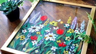 Painting wild flowers on glass | Acrylic painting