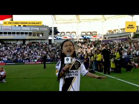 7 year old stuns crowd with national anthem before LA Galaxy game - Zalatan approves