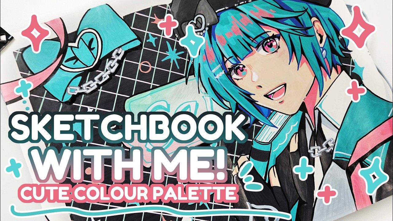 Trying a Cute Colour Palette! Sketchbook With Me!🩷🖤💚