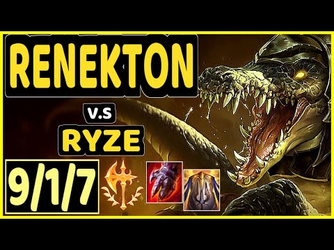 LINDARANG (RENEKTON) vs RYZE - 9/1/7 KDA TOP CHALLENGER GAMEPLAY - KR