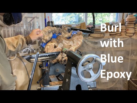 Woodturning: Burl with Blue Epoxy