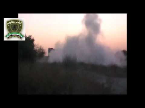 رصد لاستهداف أحد مواقع قوات النظام في بلدة دير سلمان في ريف دمشق بقذيفة مدفعية من قبل كتيبة جند الحق التابعة لقوات المغاوير