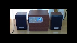 ＜消費生活研究所＞小さい木のスピーカー ELECOM 12W 2.1ch チェリーウッド  MS-W02WCH 20151116