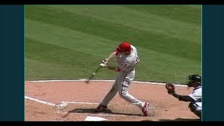 Chase Utley Slow Motion Baseball Swing - Hitting Mechanics Instruction Texas Rangers MLB
