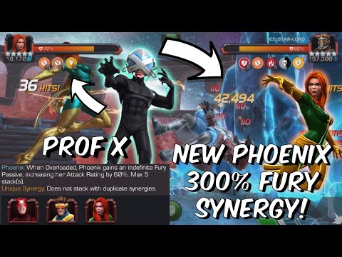 New Phoenix 300% Fury Synergy with Professor X! - First Look & Testing - Marvel Contest of Champions