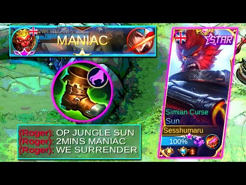 REVAMP SUN JUNGLE!! | 2 MINS MANIAC | BEST HERO TO FARM ?? FASTEST JUNGLER NOW? | - MLBB
