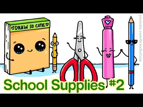 How to Draw Back to School Supplies #2 Cute and Easy step ...