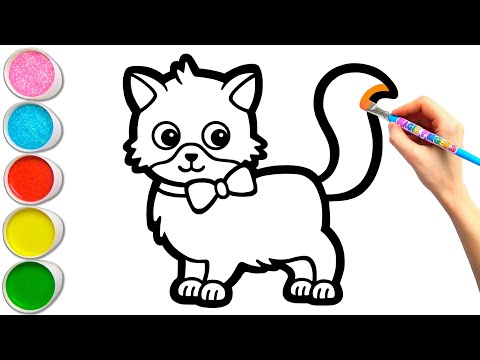 Cat Family Drawing, Painting and Coloring for Kids & Toddlers | How to Draw, Paint Basics 