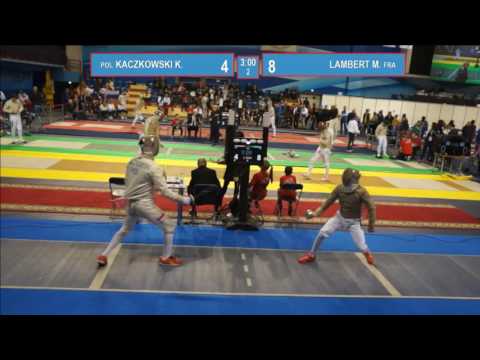 T32. LAMBERT Maxence (FRA) - KACZKOWSKI Krzysztof (POL). Sabre men.