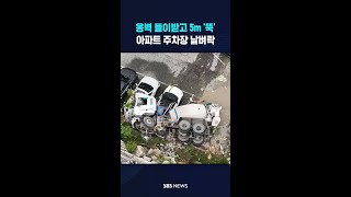 옹벽 들이받고 5m '뚝'..아파트 주차장 날벼락 #shorts