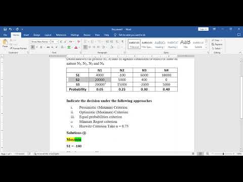 Decision Making Under Uncertainty Conditions