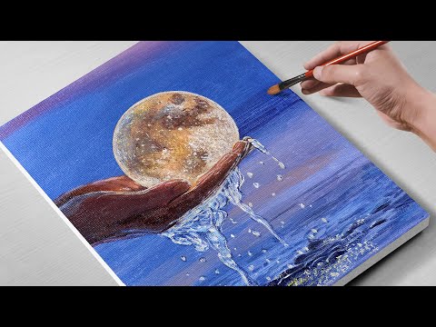 How to Paint Holding the Moon 🎨 | Relaxing Step-by-Step Acrylic Painting
