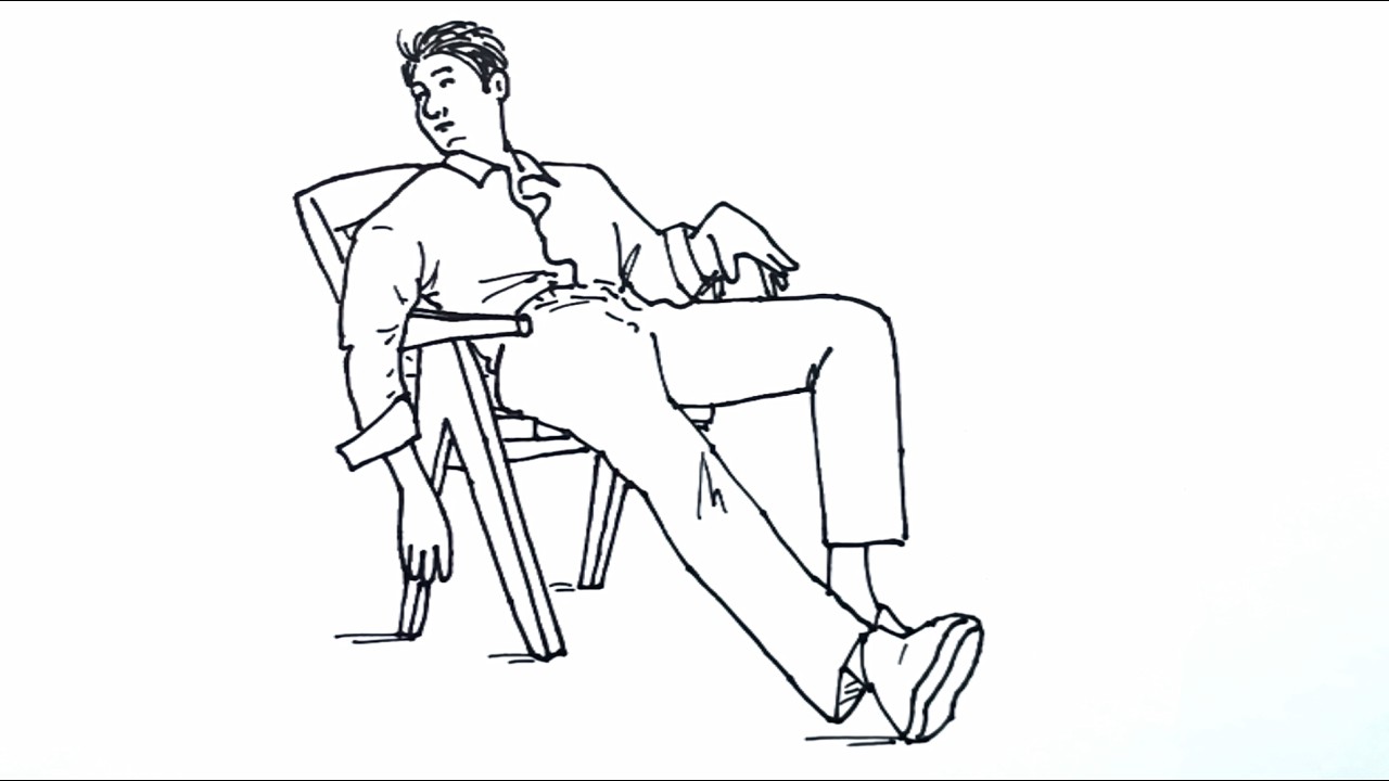 How to Draw a Relaxing Man Sitting on Chair Easy | Human Figure Drawing | Man Sitting Pose Sketch
